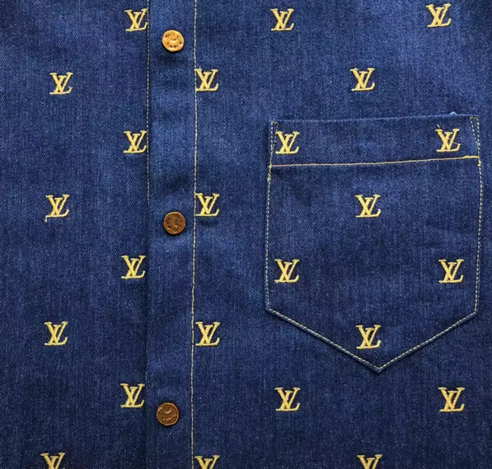 Comfortable 5132 LV Embroidered Signature Short-Sleeved Denim Shirt – LVS031