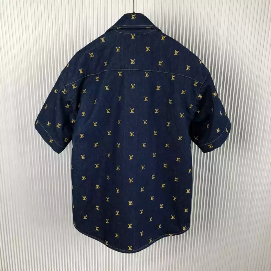 Comfortable 5132 LV Embroidered Signature Short-Sleeved Denim Shirt – LVS031