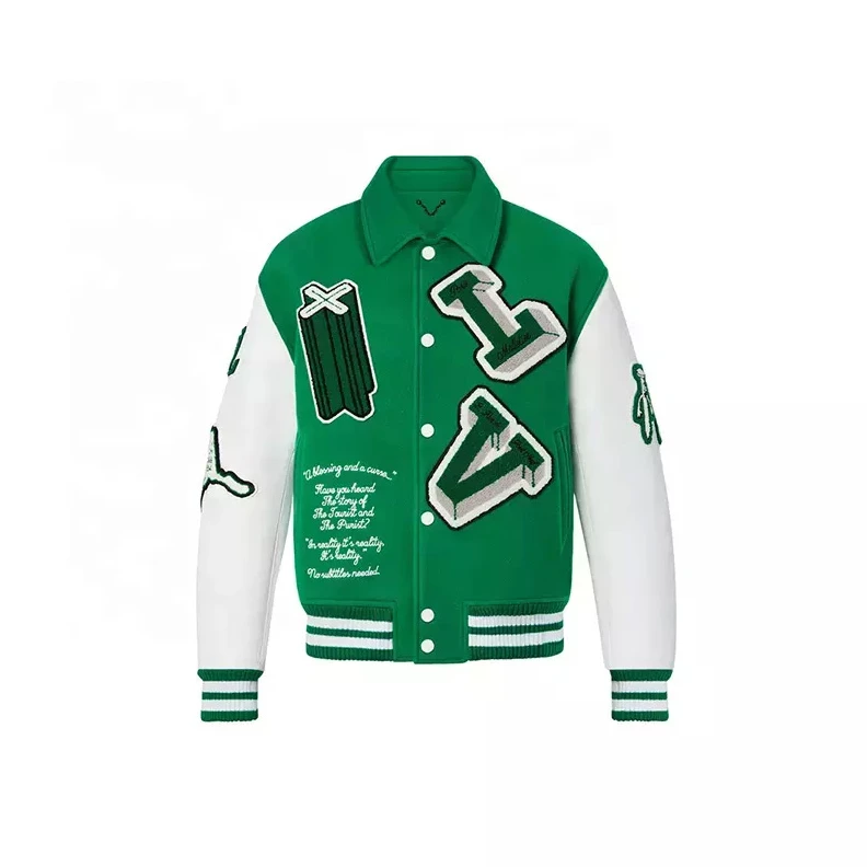 EasyMatch 3814 Louis Vuitton Varsity Leather Jacket – JL01