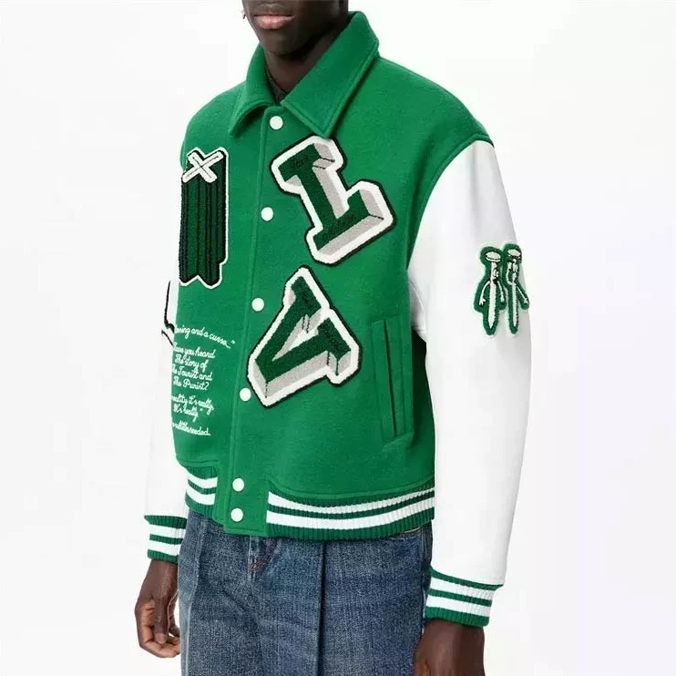 EasyMatch 3814 Louis Vuitton Varsity Leather Jacket – JL01