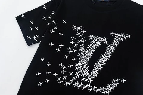 EasyMatch 9962 Small Airplane Logo Round Neck Printing Short Sleeve T-Shirt – LSVT73