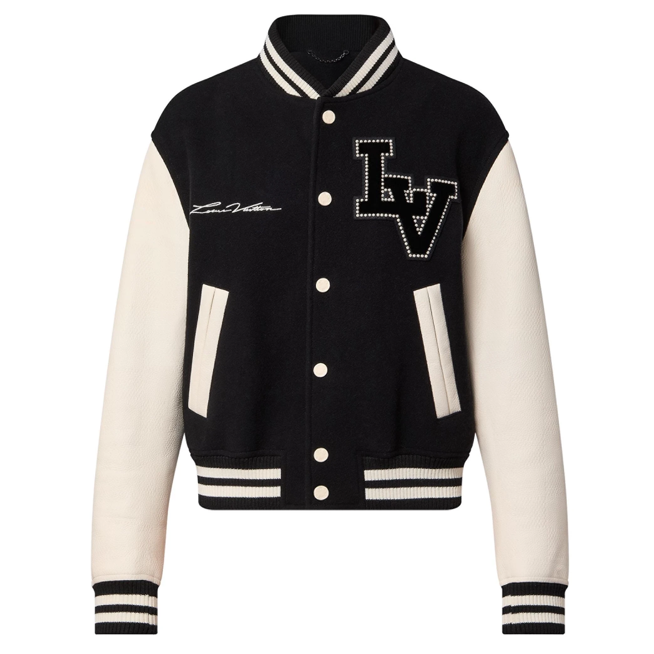 Fashionable 4527 Louis Vuitton Signature Varsity Blouson Black and White – LC004