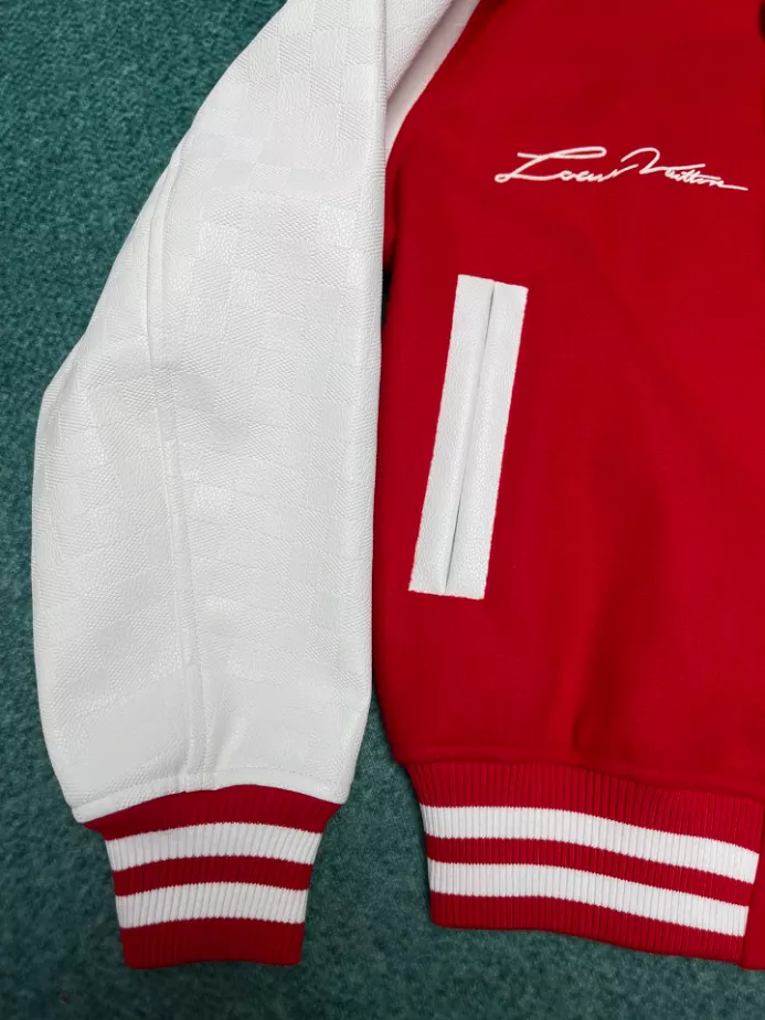 Louis Vuitton Mix Leather Varsity Blouson in red and white – LC003 StreetReady 3316