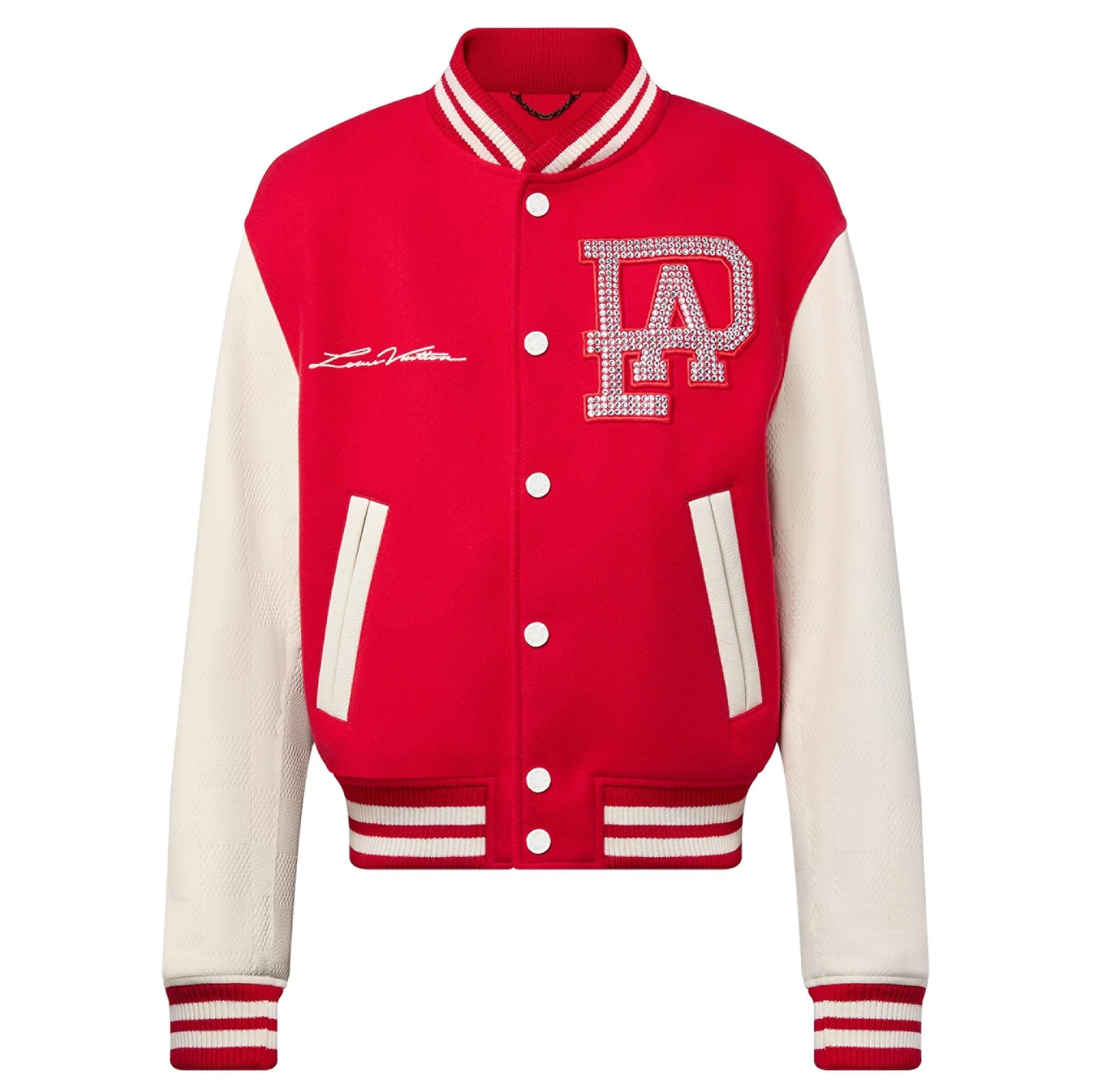 Louis Vuitton Mix Leather Varsity Blouson in red and white – LC003 StreetReady 3316