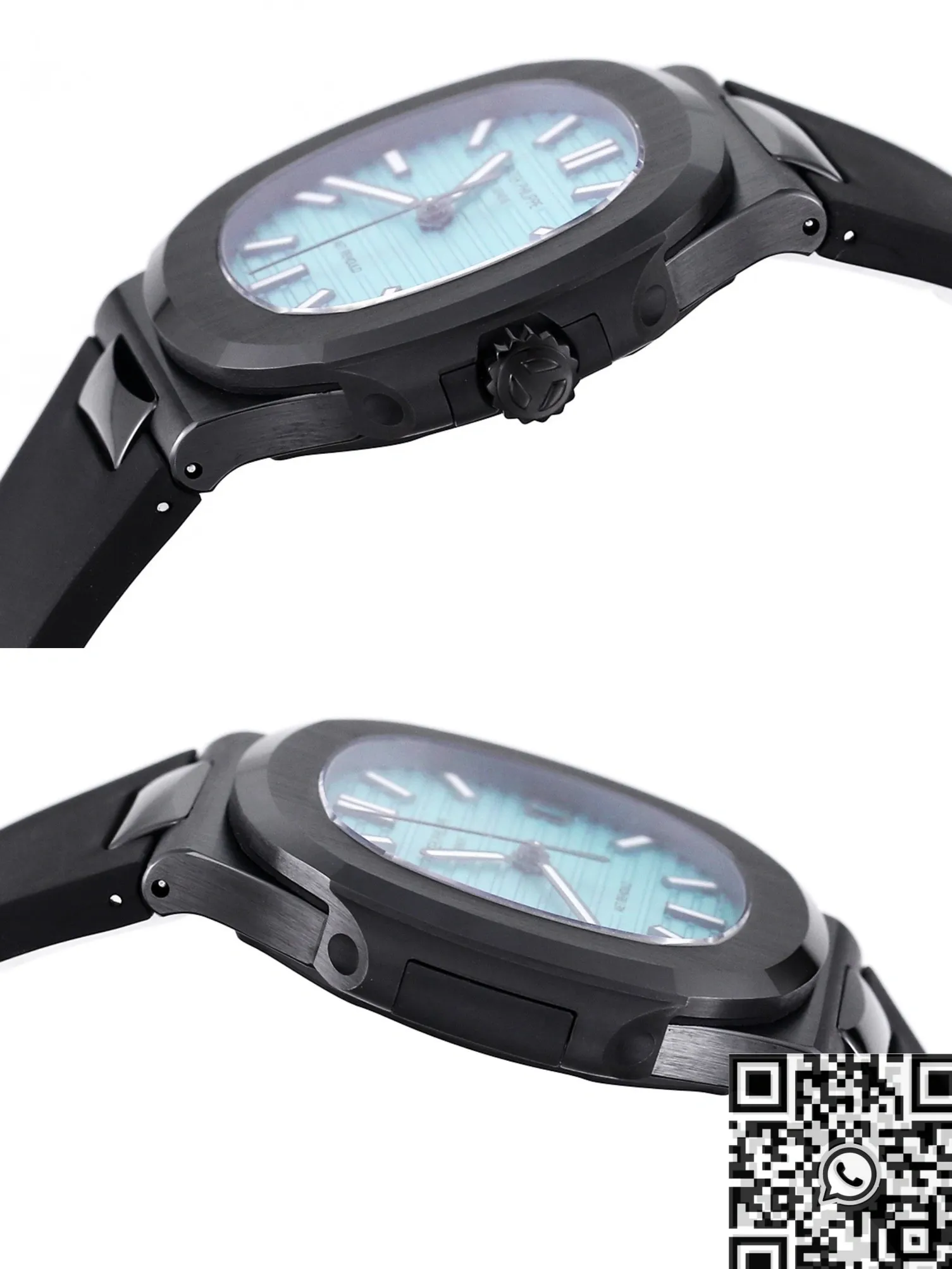 Modern AET Custom Patek Philippe Nautilus 40MM Tiffany Blue Dial Black Ceramic Case 715