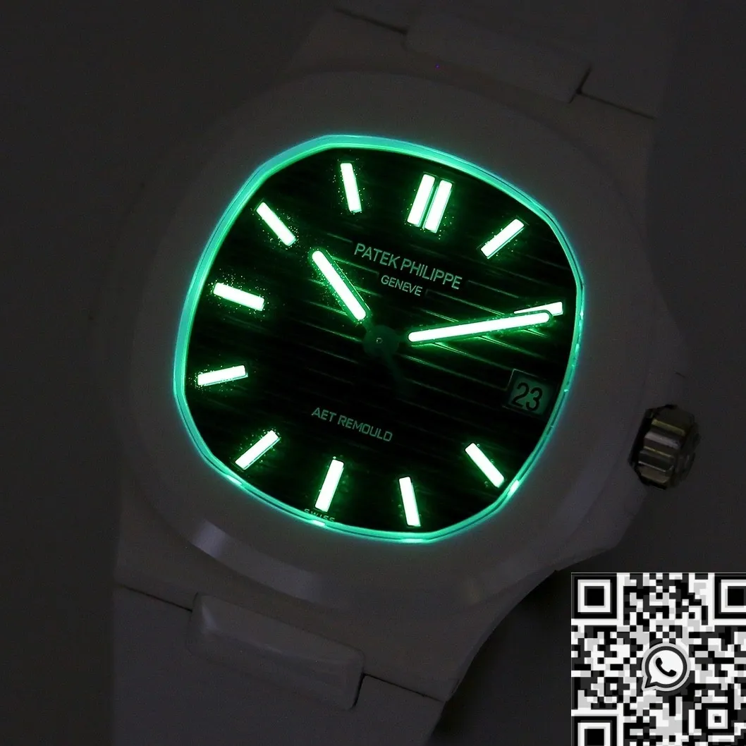 AET Custom Patek Philippe Nautilus Alternative Black Dial White Ceramic Watch FastDry 726
