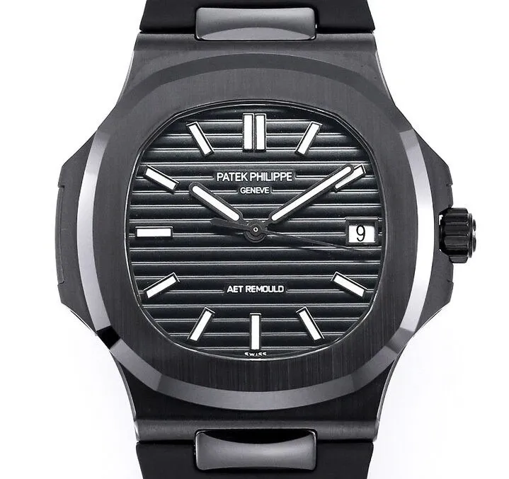 Lightweight AET Custom Patek Philippe Nautilus Gradient Black Ceramic Watch 714