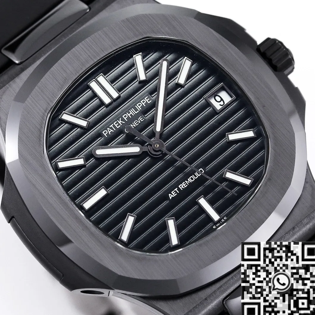Lightweight AET Custom Patek Philippe Nautilus Gradient Black Ceramic Watch 714
