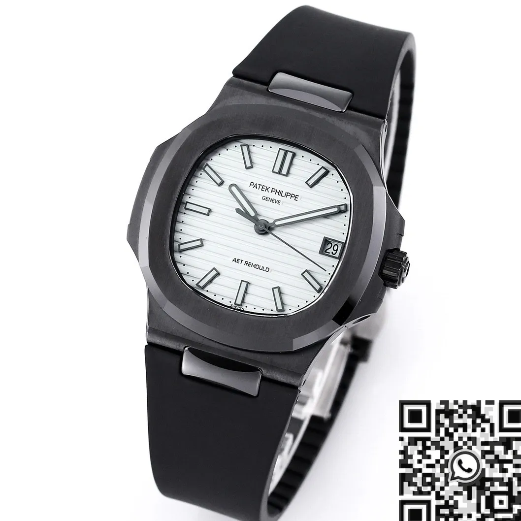 Comfortable AET Custom Patek Philippe Nautilus Gradient Black Ceramic White Dial Watch 709