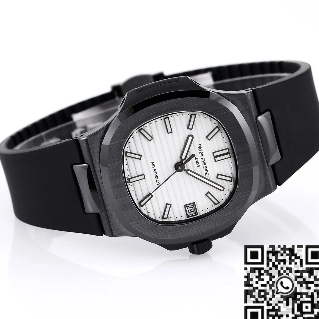 Comfortable AET Custom Patek Philippe Nautilus Gradient Black Ceramic White Dial Watch 709