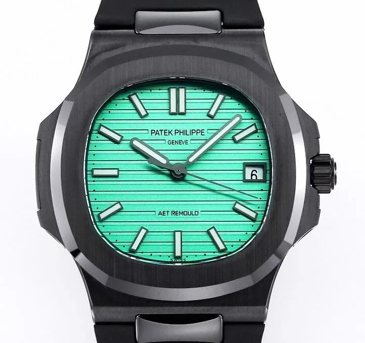 Seasonal AET Custom Patek Philippe Nautilus Green Dial Black Ceramic Case Watch 727