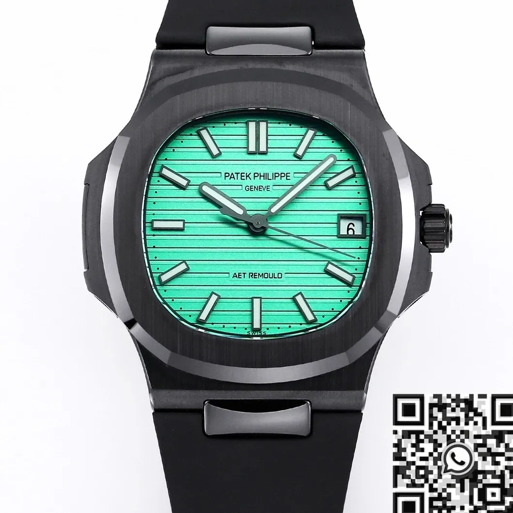 Seasonal AET Custom Patek Philippe Nautilus Green Dial Black Ceramic Case Watch 727