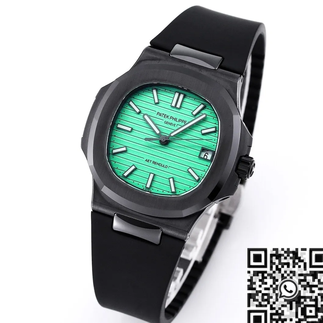 Seasonal AET Custom Patek Philippe Nautilus Green Dial Black Ceramic Case Watch 727