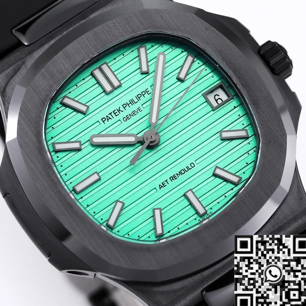 Seasonal AET Custom Patek Philippe Nautilus Green Dial Black Ceramic Case Watch 727