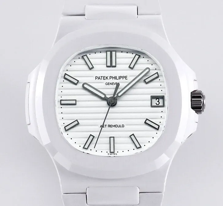 AET Custom Patek Philippe Nautilus White Dial Ceramic Watch FastDry 719