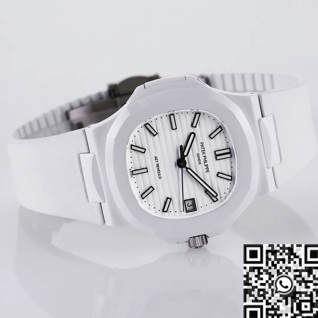 AET Custom Patek Philippe Nautilus White Dial Ceramic Watch FastDry 719