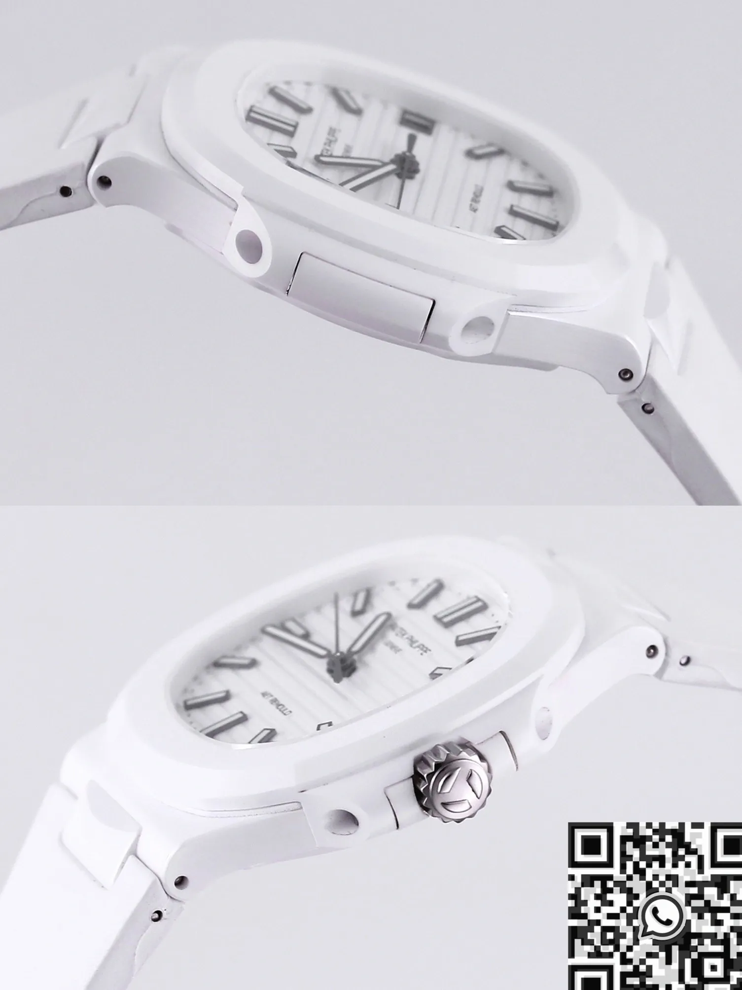 AET Custom Patek Philippe Nautilus White Dial Ceramic Watch FastDry 719