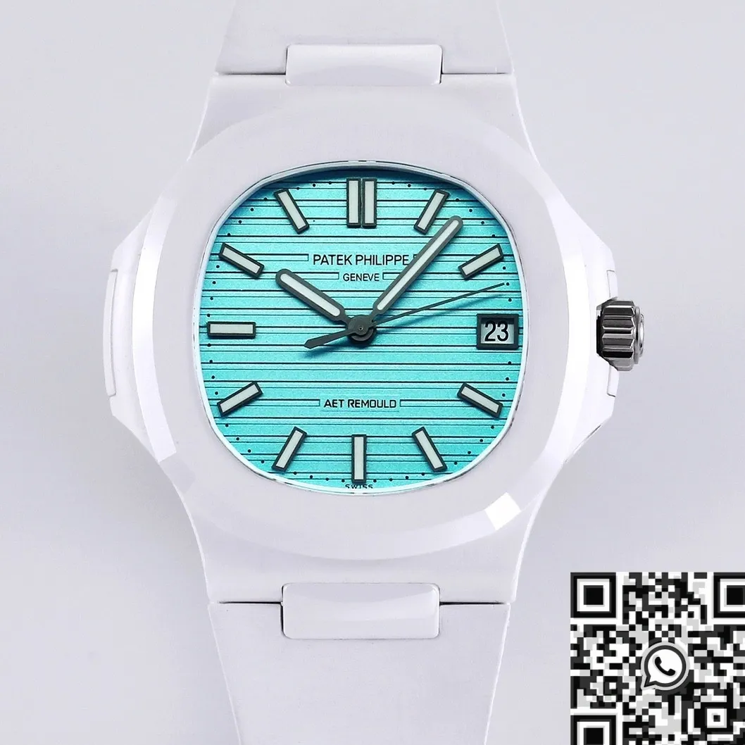 WellDesigned AET Custom Patek Philippe White Nautilus Tiffany Blue Dial White Ceramic Watch 713