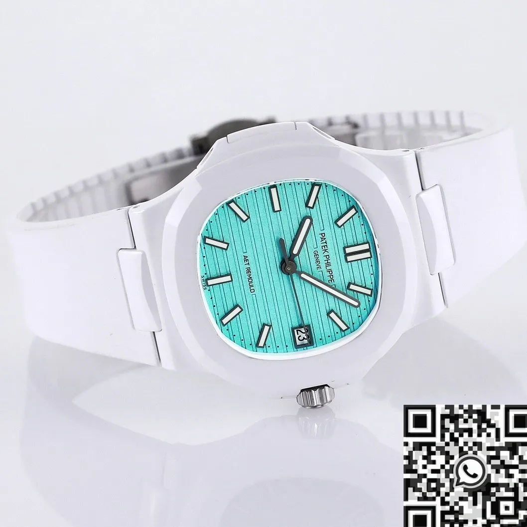 WellDesigned AET Custom Patek Philippe White Nautilus Tiffany Blue Dial White Ceramic Watch 713