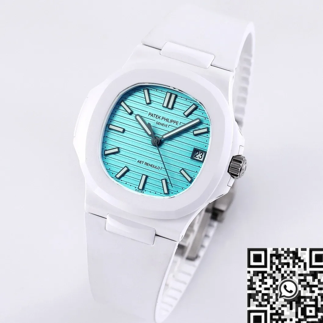WellDesigned AET Custom Patek Philippe White Nautilus Tiffany Blue Dial White Ceramic Watch 713