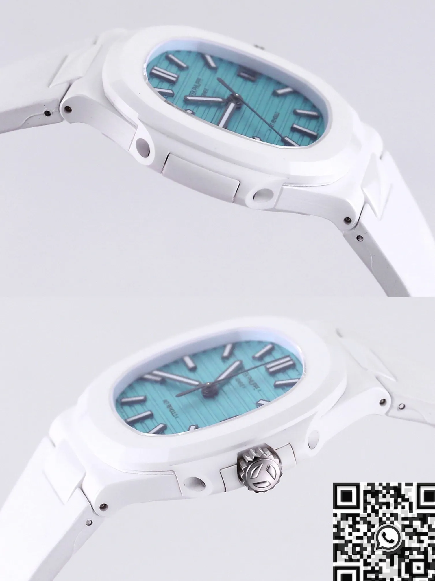 WellDesigned AET Custom Patek Philippe White Nautilus Tiffany Blue Dial White Ceramic Watch 713