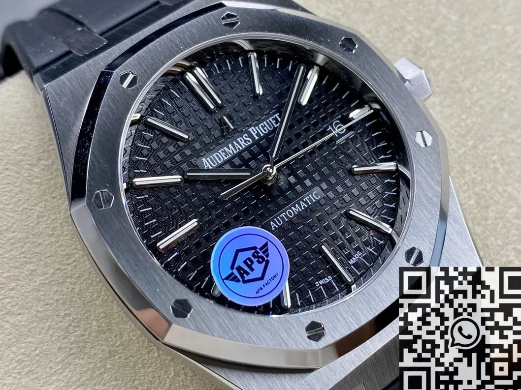 Audemars Piguet Royal Oak 15400 Black Dial Rubber Strap Watch APS Factory Flexible 1976