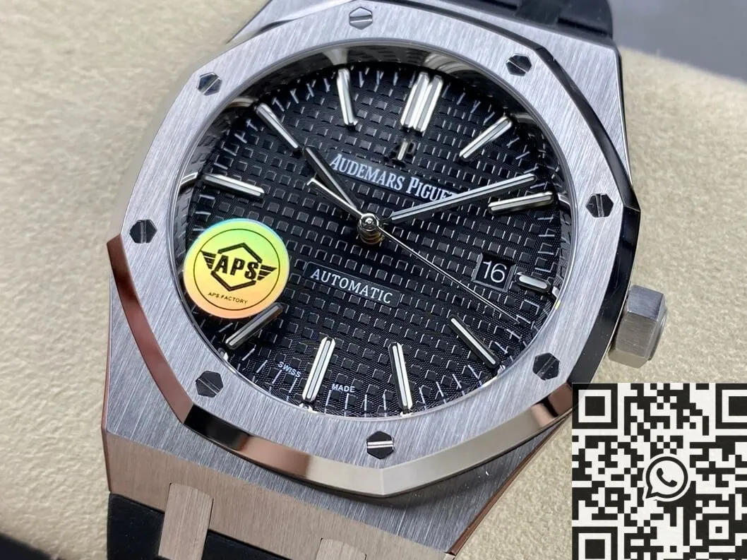 Audemars Piguet Royal Oak 15400 Black Dial Rubber Strap Watch APS Factory Flexible 1976