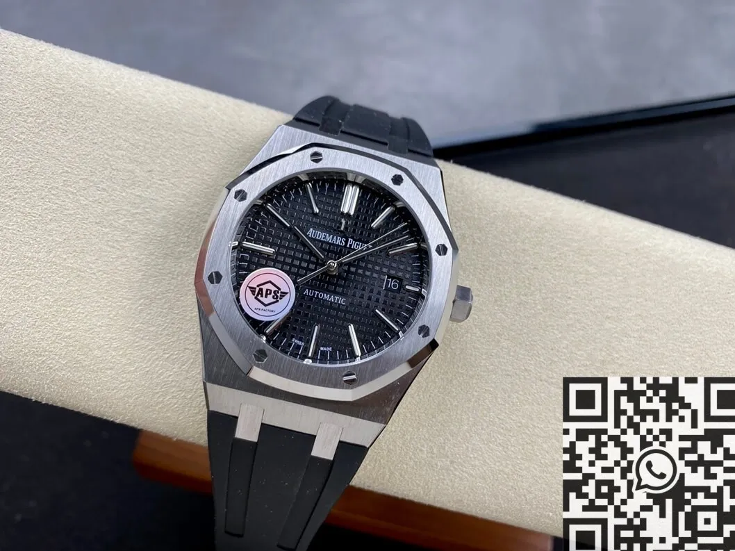 Audemars Piguet Royal Oak 15400 Black Dial Rubber Strap Watch APS Factory Flexible 1976