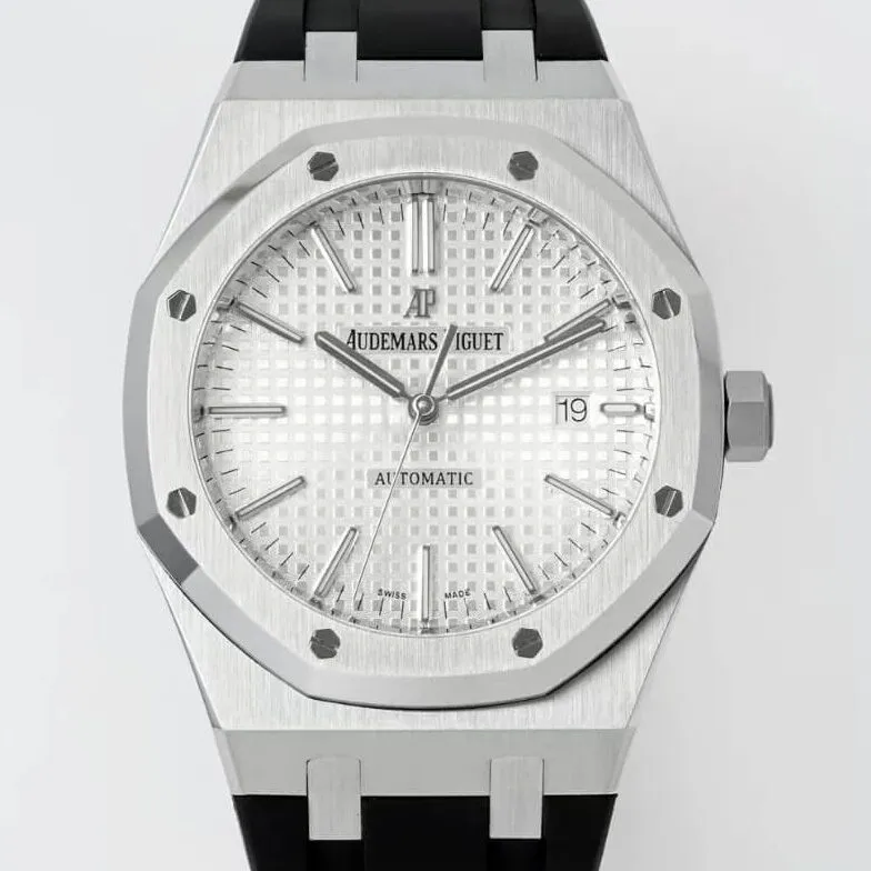 Audemars Piguet Royal Oak 15400 White Dial Rubber Strap Watch APS Factory Durable 1991