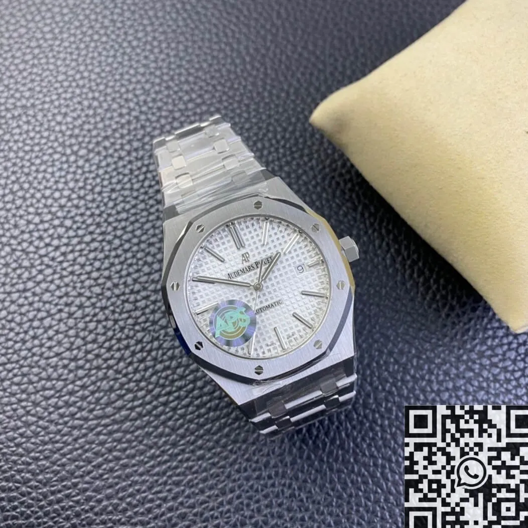 Audemars Piguet Royal Oak 15400ST.OO.1220ST.02 Silver White Dial Watch APS Factory Minimalist 1990