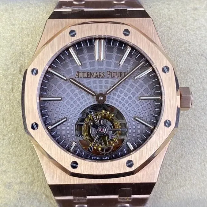 Sophisticated Audemars Piguet Royal Oak 26530OR.OO.1220OR.01 Rose Gold Dial Tourbillon R8 Factory 2723