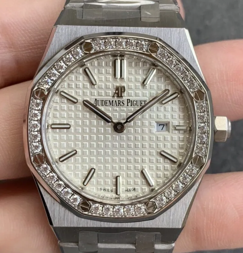 Audemars Piguet Royal Oak 67651ST.ZZ.1261ST.01 Silver Diamond Watch JF Factory WeatherProof 2849