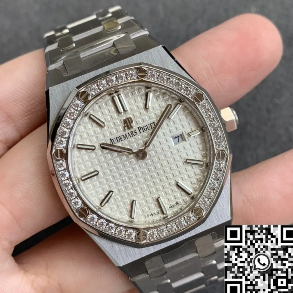 Audemars Piguet Royal Oak 67651ST.ZZ.1261ST.01 Silver Diamond Watch JF Factory WeatherProof 2849
