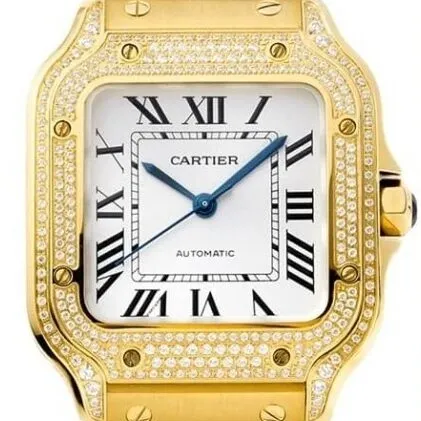 Cartier De Santos Gold Full Diamond Watch BV Factory MultiPurpose 2484
