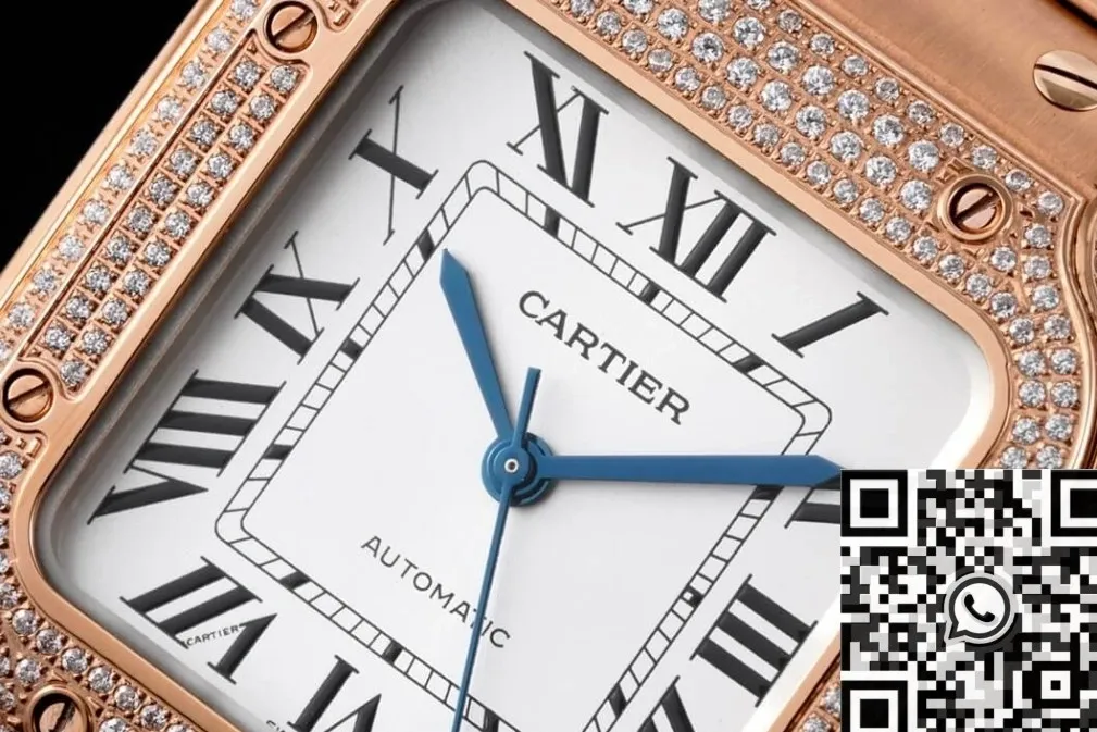 Cartier De Santos Rose Gold Full Diamond Watch BV Factory Unique 2483
