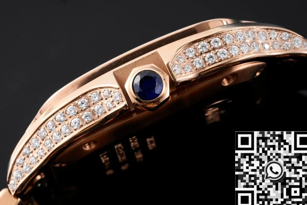 Cartier De Santos Rose Gold Full Diamond Watch BV Factory Unique 2483