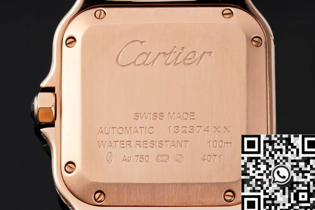 Cartier De Santos Rose Gold Full Diamond Watch BV Factory Unique 2483