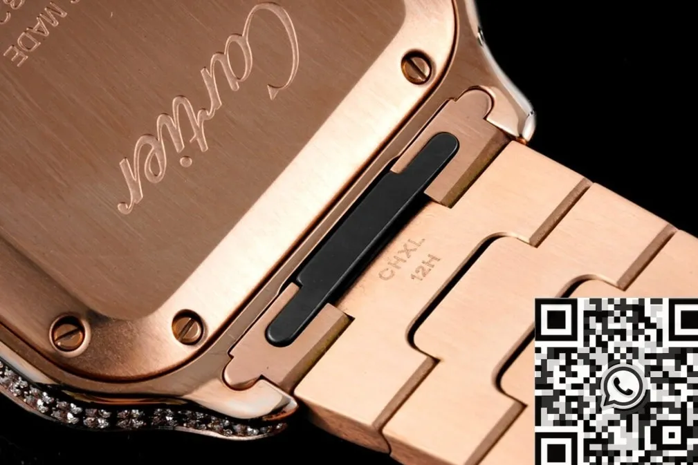 Cartier De Santos Rose Gold Full Diamond Watch BV Factory Unique 2483