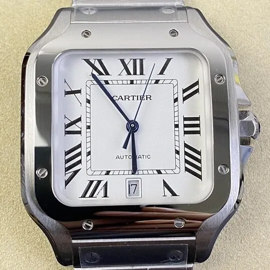 Breathable Cartier Santos WSSA0009 White Dial Watch BV Factory 2500