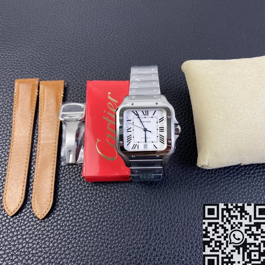 Breathable Cartier Santos WSSA0009 White Dial Watch BV Factory 2500