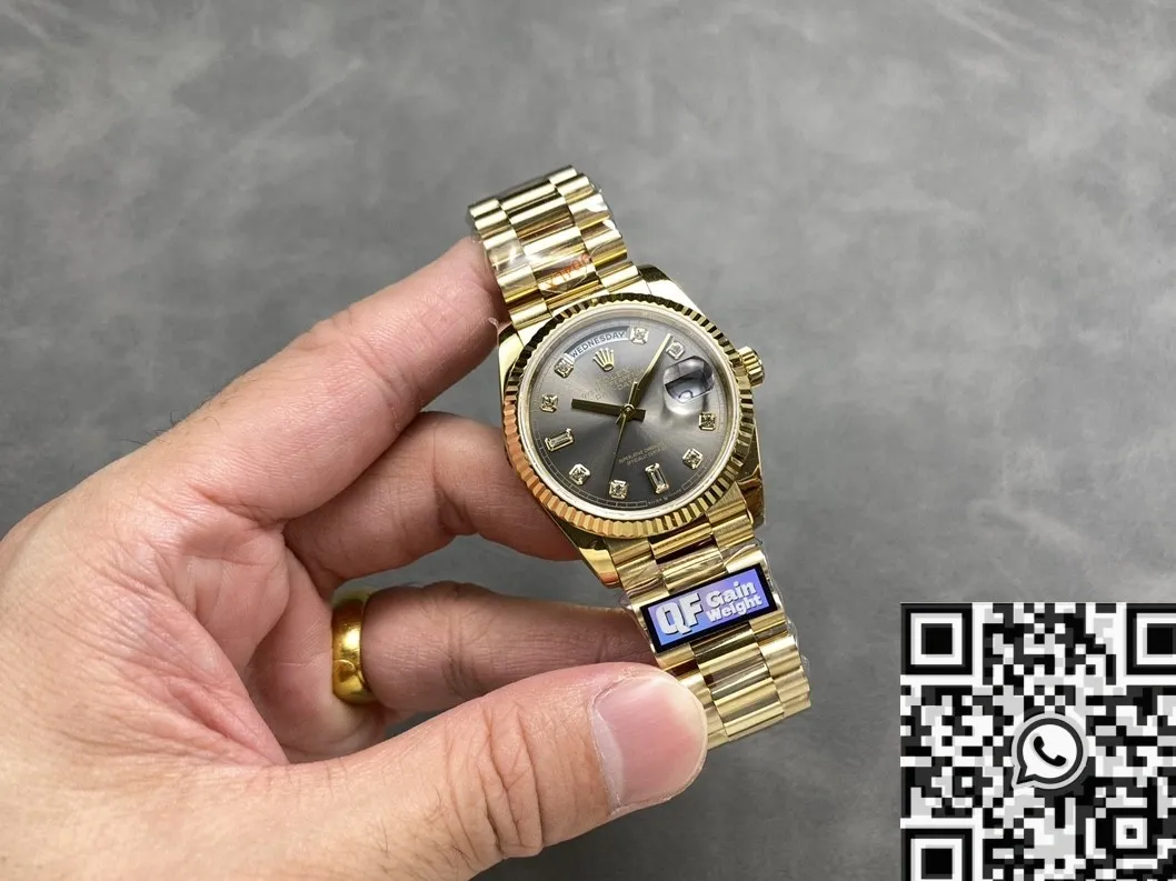 ZeroBulk Cheap Rolex Day Date M118238 Black Dial Diamond Scale 36mm Watch Q Factory 2701