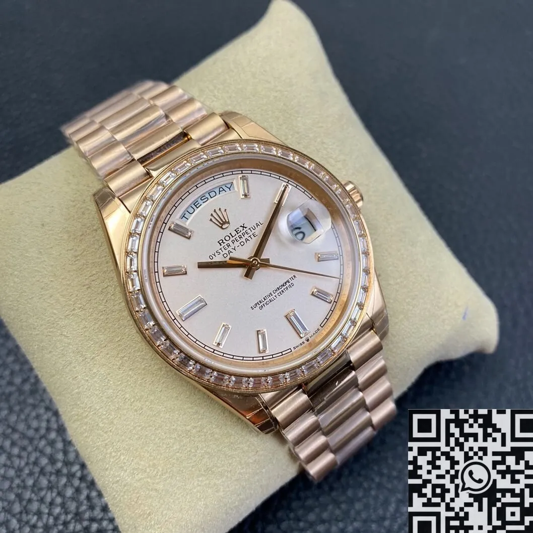 Unisex Custom Rolex Day Date Rose Gold Diamond Watch Size 36mm EW Factory 2748