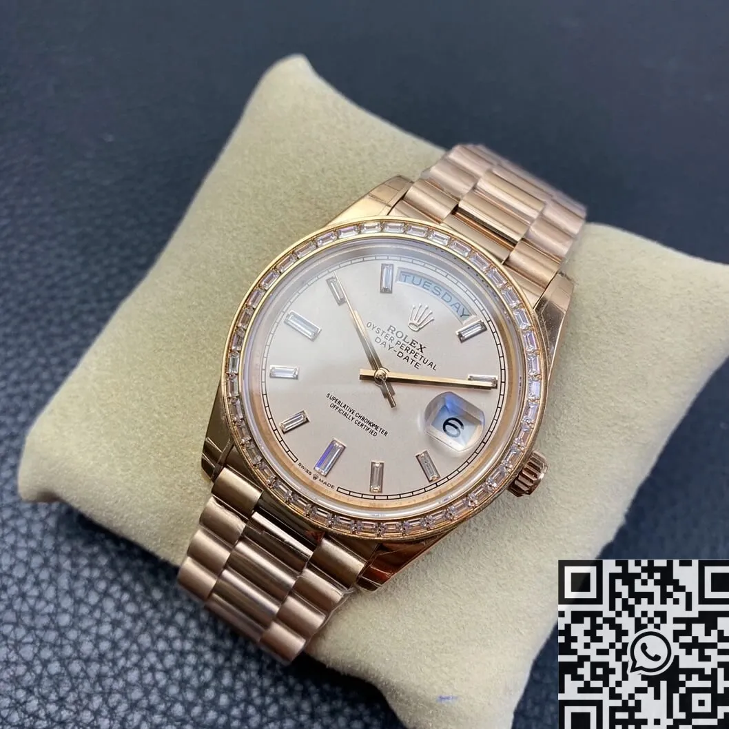 Unisex Custom Rolex Day Date Rose Gold Diamond Watch Size 36mm EW Factory 2748