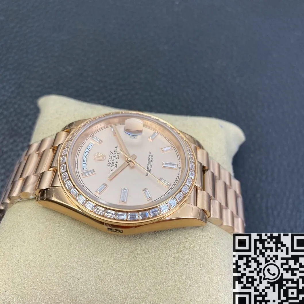 Unisex Custom Rolex Day Date Rose Gold Diamond Watch Size 36mm EW Factory 2748