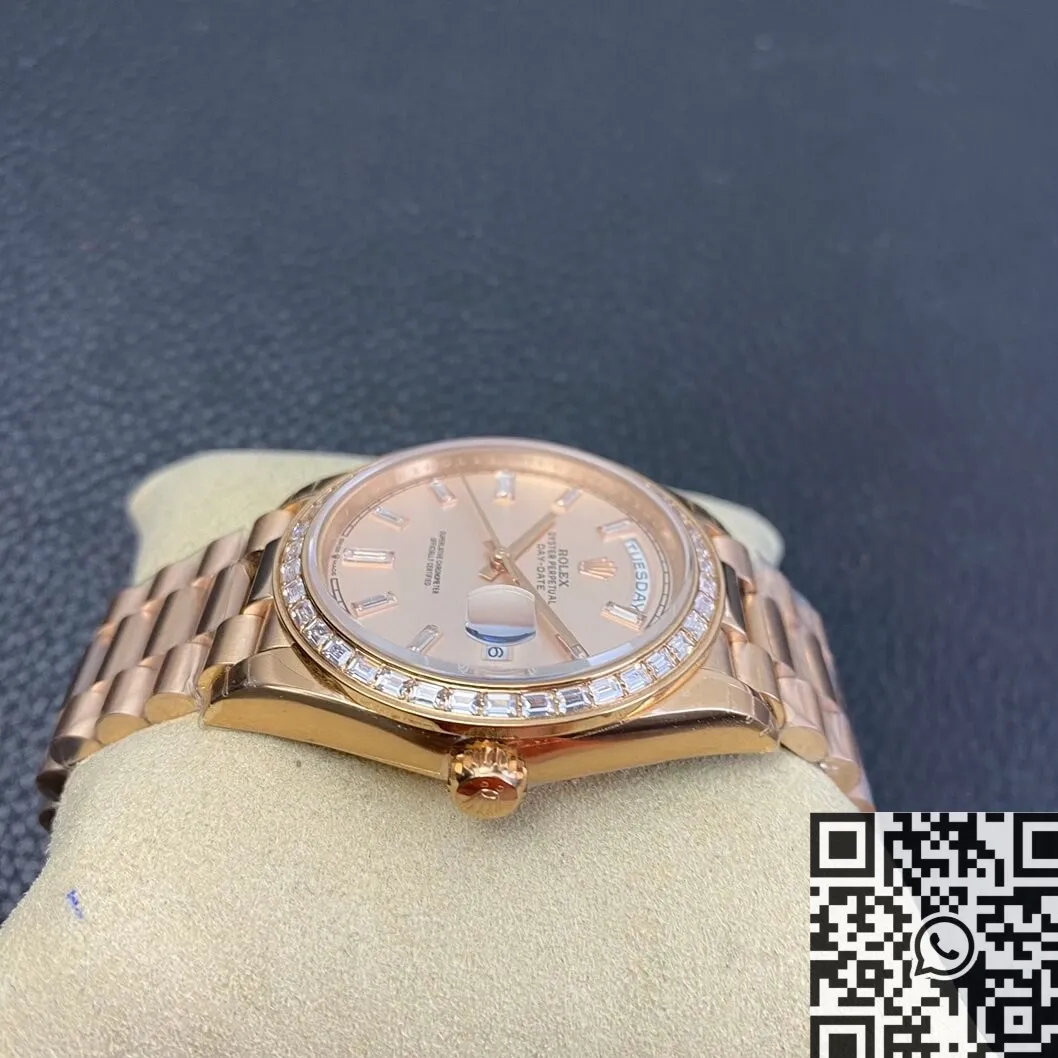 Unisex Custom Rolex Day Date Rose Gold Diamond Watch Size 36mm EW Factory 2748