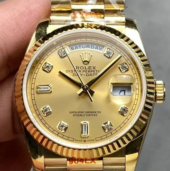 Trendsetting Day Date Rolex Diamond M128238 – 0008 Diamond Scale 36mm Watch Q Factory 2704