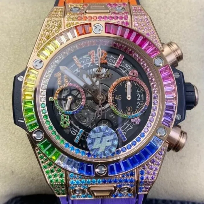 Hublot BIG BANG Unico 411.OX.9910.LR.0999 Rainbow Rose Gold Watch ZF Factory Practical 2214