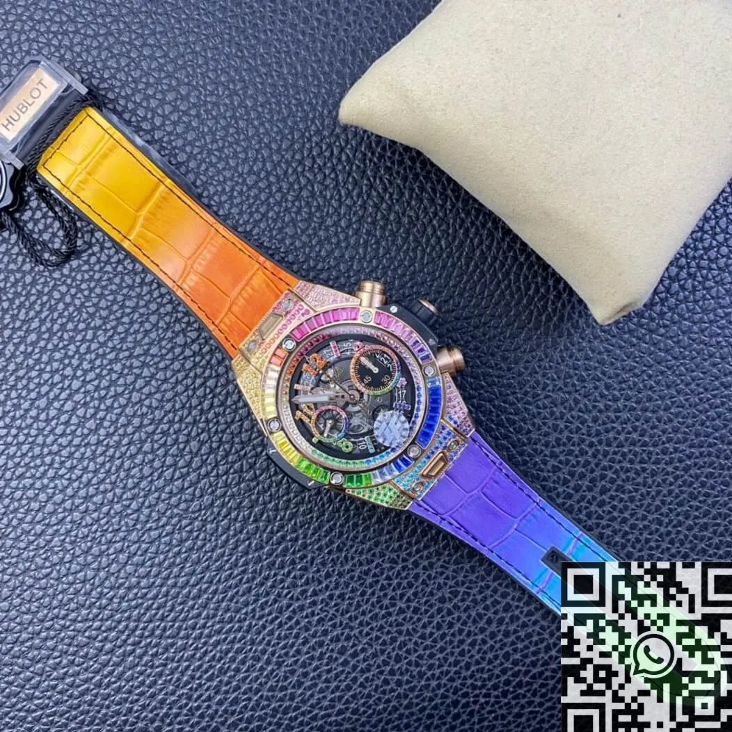 Hublot BIG BANG Unico 411.OX.9910.LR.0999 Rainbow Rose Gold Watch ZF Factory Practical 2214