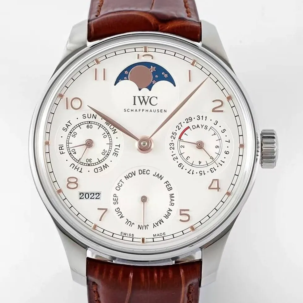 IWC Portugieser Perpetual Calendar IW503307 White Panda Plate Watch APS Factory Supportive 2036
