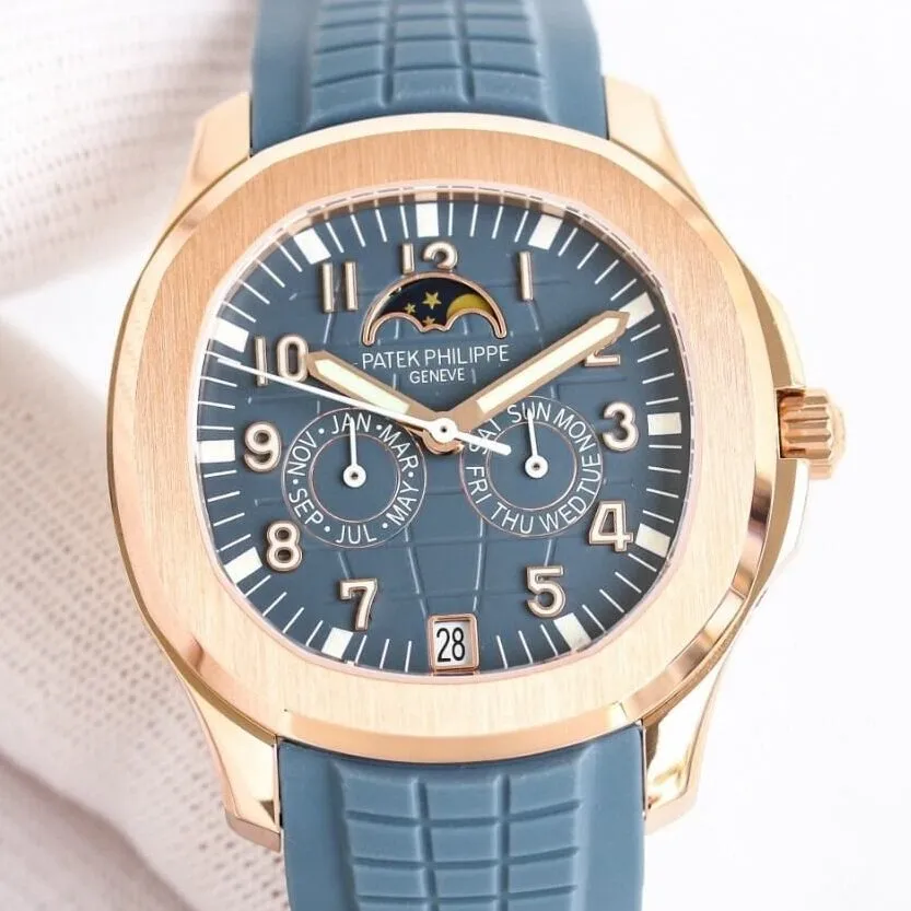 Unique Patek Philippe Aquanaut 5261R-001 Rose Gold Blue Dial Watch 2888